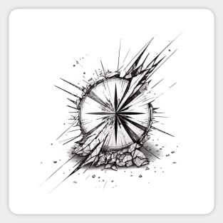 Broken Compass Sticker